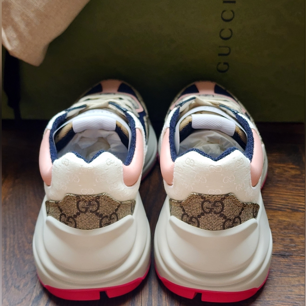 $850 Brand New Gucci GG Rhyton Beige White Pink Sneakers Women G EU 36  US 6 - Picture 8 of 12